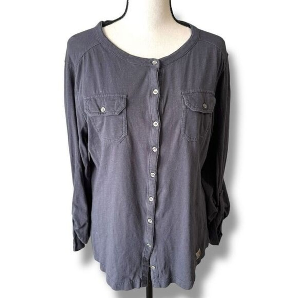 Carhartt For Women Gray Long Sleeve Button Up Shirt‎ Pocket Casual Size M
